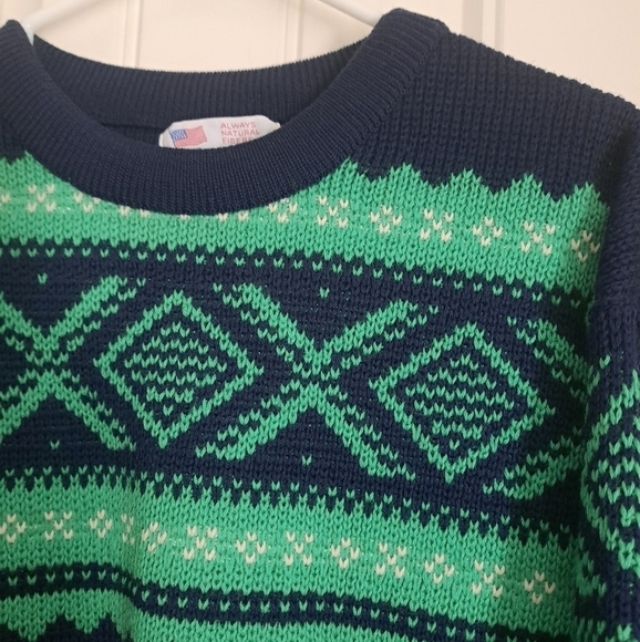 VTG A.N.F. Always NATURAL Fibers 100% wool knit sweater made USA coastal unisex - Picture 5 of 7